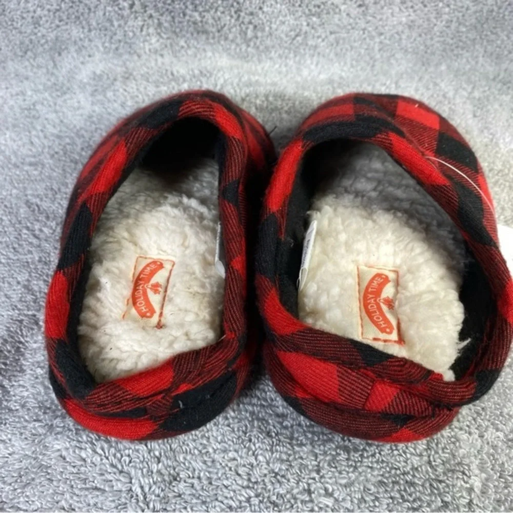 Holiday Times Toddler‎ Slippers Plaid Size 9-10 New With Tags Slip On